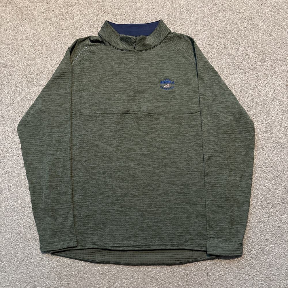 Peter Millar Crown Sport Active Maven 1/4 Zip Mens Sz M Olive Green Grid Fleece